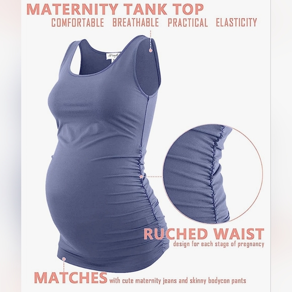 Womens Maternity Side Ruched Tank Top - Picture 3 of 10